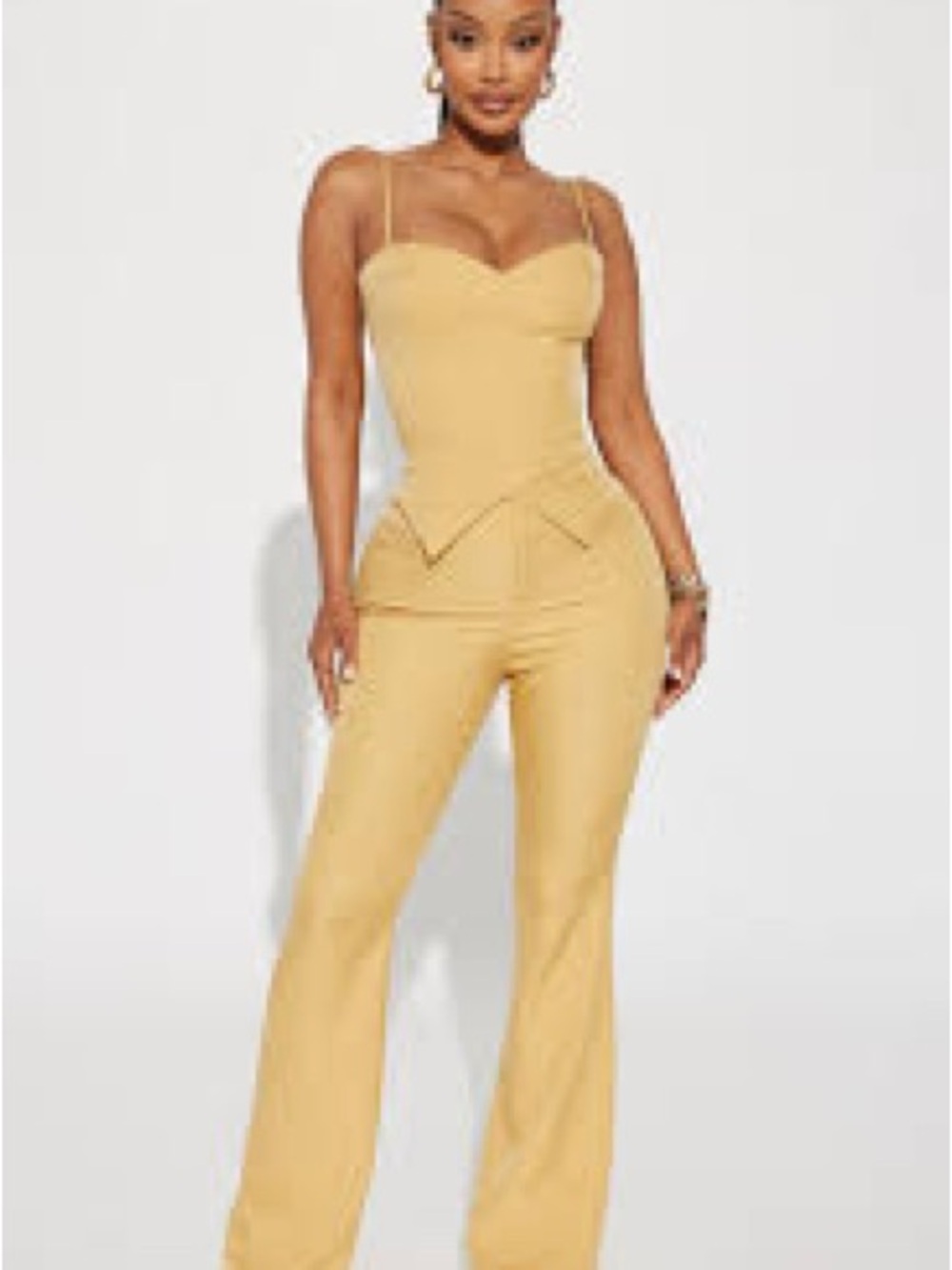 Fashion Nova Mustard Yellow Flared Two-Piece Set